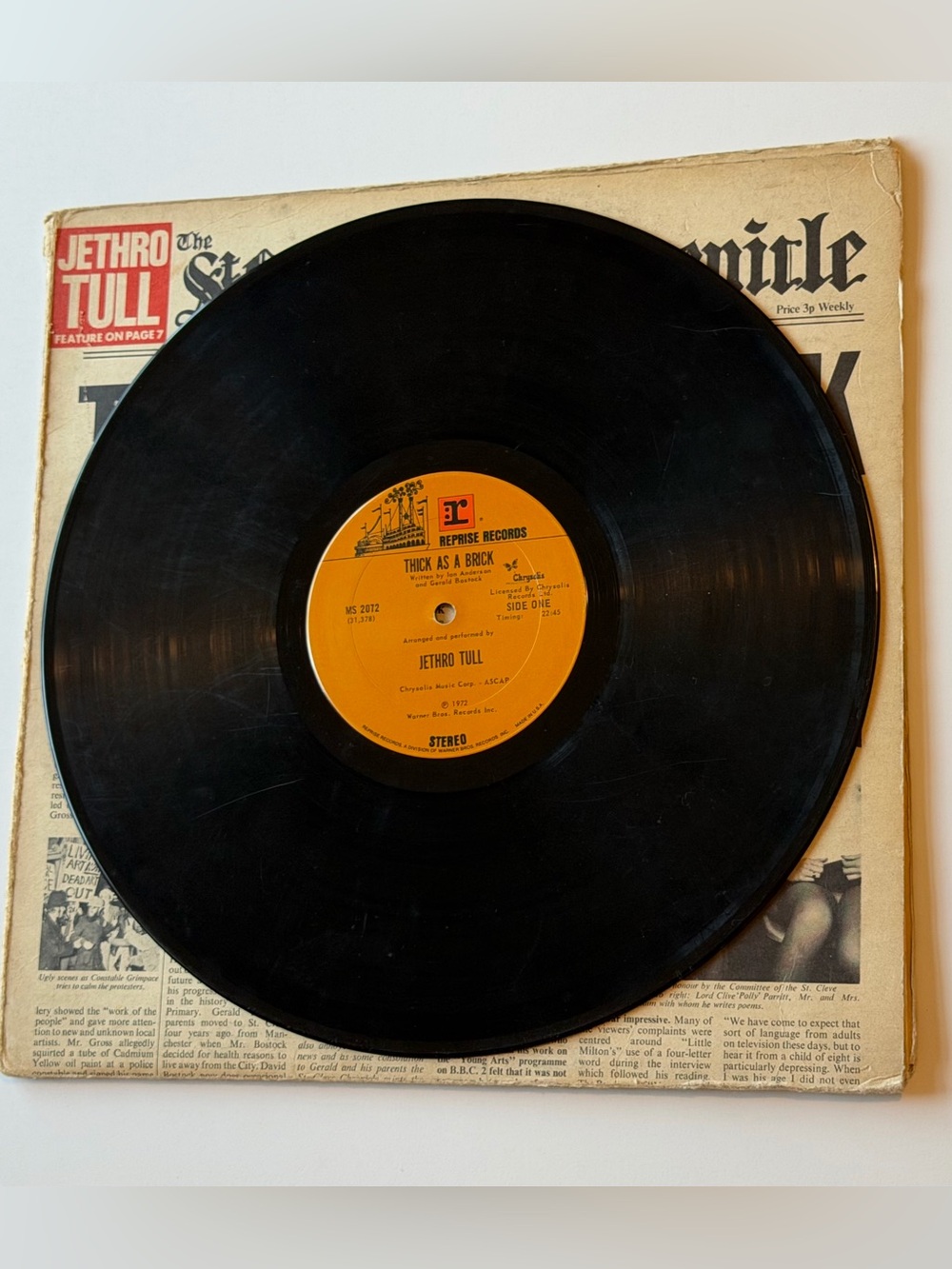 Jethro Tull Thick As A Brick Newspaper Reprise MS 2072 US 1st Press 1972 - Picture 9 of 16